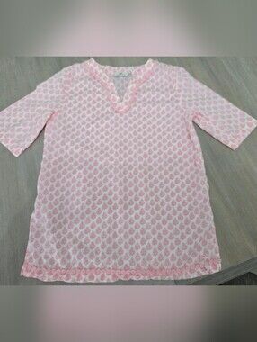 Vineyard Vines Pink and White Girls Top Large 14